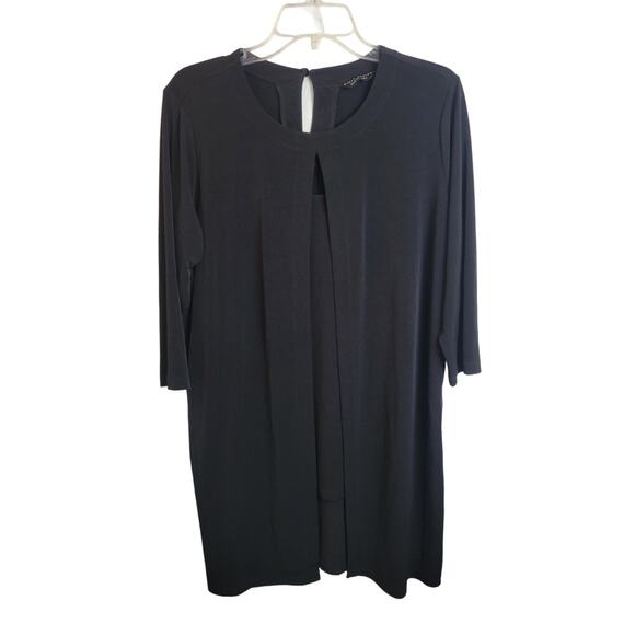 Susan Graver Everyday Black Jacket Attached Casual Tunic Top Women's SIZE LP - Picture 1 of 16
